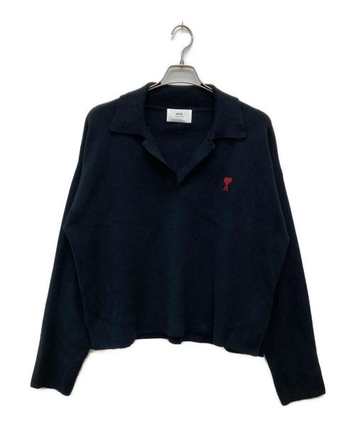 AMI Alexandre Mattiussi（アミアレクサンドルマテュッシ）AMI Alexandre Mattiussi (アミアレクサンドルマテュッシ) ロゴポロニット ブラック サイズ:Lの古着・服飾アイテム
