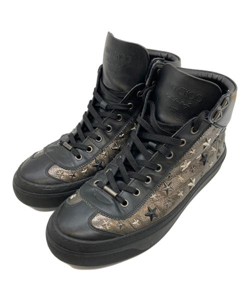 JIMMY CHOO（ジミーチュウ）JIMMY CHOO (ジミーチュウ) スタッズハイカットスニーカー ブラック サイズ:43の古着・服飾アイテム