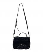 COACHコーチ）の古着「マディソン シェニール オセロット スモール セイディー フラップ サッチェル/26284」｜ブラック