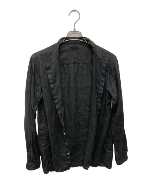 MITTAN（ミッタン）MITTAN (ミッタン) バンドカラーリネンシャツ ブラック サイズ:3の古着・服飾アイテム