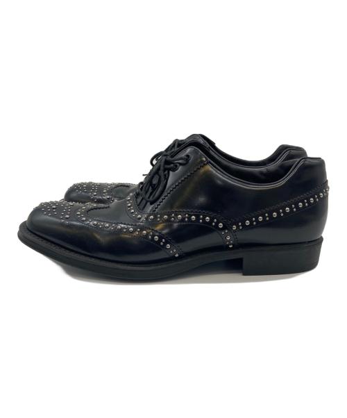 PRADA（プラダ）PRADA (プラダ) スタッズウィングチップシューズ ブラック サイズ:8 1/2の古着・服飾アイテム