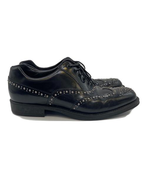 PRADA（プラダ）PRADA (プラダ) スタッズウィングチップシューズ ブラック サイズ:8 1/2の古着・服飾アイテム