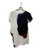 Y'sワイズ）の古着「RUN P PLAIN STICH UNBALANCE T」｜ホワイト