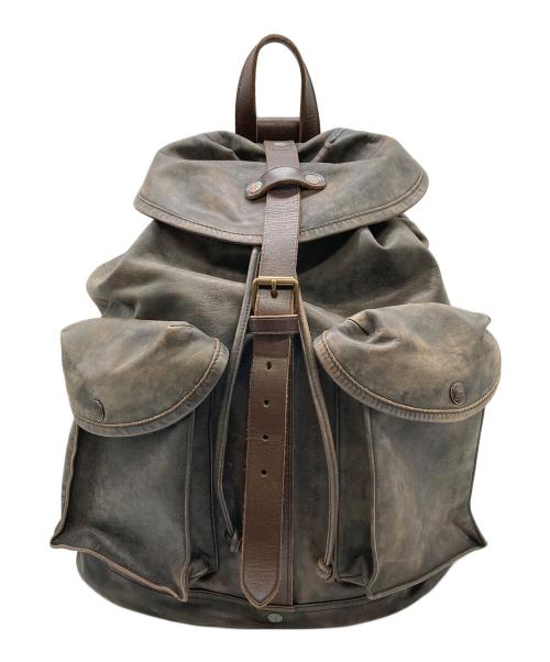 RRL（ダブルアールエル）RRL (ダブルアールエル) Distressed Leather Rucksack ブラウンの古着・服飾アイテム