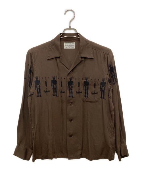 WACKO MARIA（ワコマリア）WACKO MARIA (ワコマリア) 民族柄オープンカラーシャツ ブラウン サイズ:Sの古着・服飾アイテム