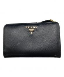 PRADA（プラダ）の古着「サフィアーノ2つ折り財布」｜ブラック