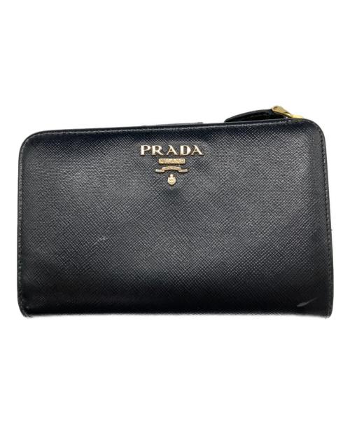 PRADA（プラダ）PRADA (プラダ) サフィアーノ2つ折り財布 ブラックの古着・服飾アイテム