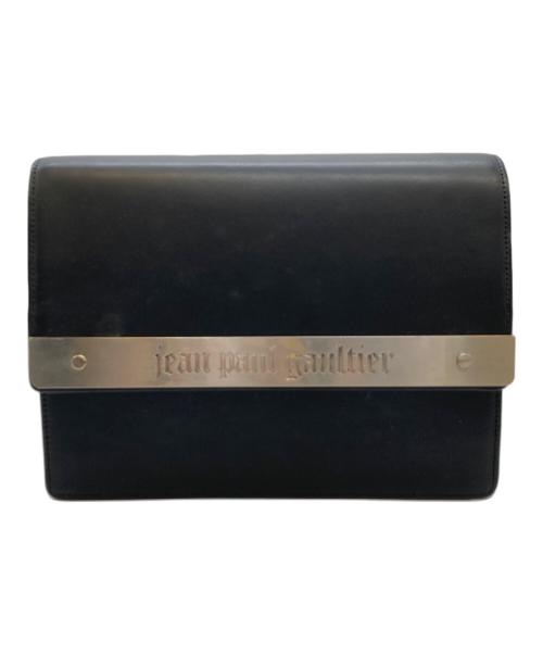 Jean Paul GAULTIER（ジャンポールゴルチェ）Jean Paul GAULTIER (ジャンポールゴルチェ) メタルプレートレザーショルダーバッグ ブラックの古着・服飾アイテム