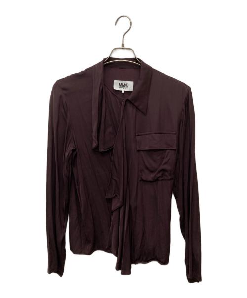 MM6 Maison Margiela（エムエムシックスメゾンマルジェラ）MM6 Maison Margiela (エムエムシックスメゾンマルジェラ) Viscose Lining Look Ribbon Shirt/S52DL0197 ブラウン サイズ:40の古着・服飾アイテム