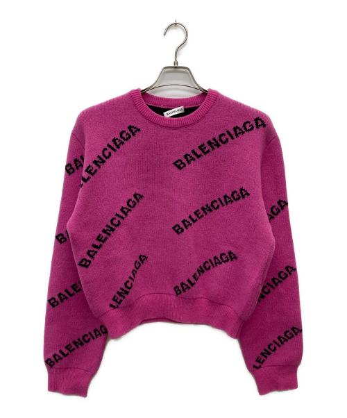 BALENCIAGA（バレンシアガ）BALENCIAGA (バレンシアガ) ヴァージンウールジャガードロゴニット/K178 510243 ピンク サイズ:38の古着・服飾アイテム