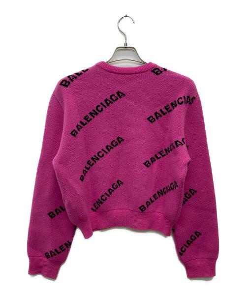 BALENCIAGA（バレンシアガ）BALENCIAGA (バレンシアガ) ヴァージンウールジャガードロゴニット/K178 510243 ピンク サイズ:38の古着・服飾アイテム