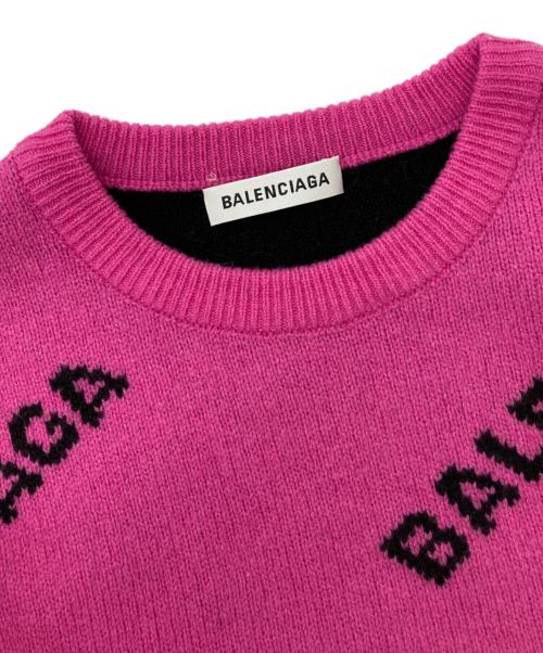 BALENCIAGA（バレンシアガ）BALENCIAGA (バレンシアガ) ヴァージンウールジャガードロゴニット/K178 510243 ピンク サイズ:38の古着・服飾アイテム