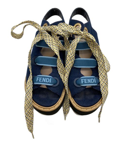 FENDI（フェンディ）FENDI (フェンディ) リボンプラットフォーム デニムサンダル インディゴ サイズ:24cmの古着・服飾アイテム