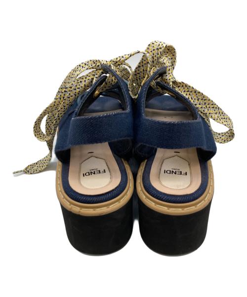 FENDI（フェンディ）FENDI (フェンディ) リボンプラットフォーム デニムサンダル インディゴ サイズ:24cmの古着・服飾アイテム