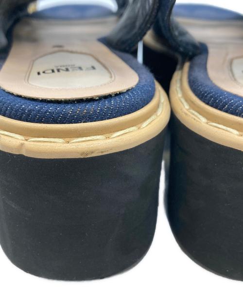 FENDI（フェンディ）FENDI (フェンディ) リボンプラットフォーム デニムサンダル インディゴ サイズ:24cmの古着・服飾アイテム