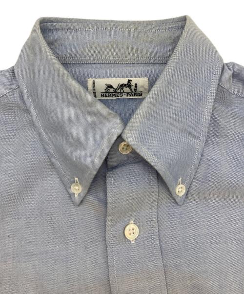 HERMES（エルメス）HERMES (エルメス) セリエボタンエンブレム刺繍シャツ ブルー サイズ:40-15 3/4の古着・服飾アイテム