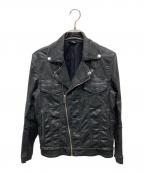 DIESELディーゼル）の古着「コーティングライダースジャケット」｜ブラック