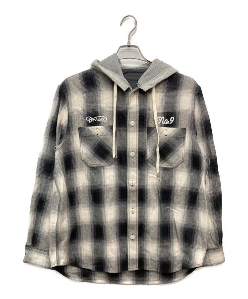 NUMBER (N)INE（ナンバーナイン）NUMBER (N)INE (ナンバーナイン) DEVILOCK (デヴィロック) BACK LOGO HOODIE SHIRT グレー サイズ:2の古着・服飾アイテム