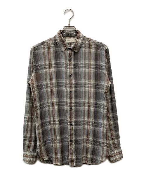 Saint Laurent Paris（サンローランパリ）Saint Laurent Paris (サンローランパリ) レギュラーカラーチェックシャツ/376954 グレー サイズ:40の古着・服飾アイテム