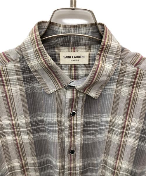 Saint Laurent Paris（サンローランパリ）Saint Laurent Paris (サンローランパリ) レギュラーカラーチェックシャツ/376954 グレー サイズ:40の古着・服飾アイテム