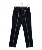 JOHN LAWRENCE SULLIVANジョン ローレンス サリバン）の古着「Rigid denim zipped pants/JLS-02-19」｜ブラック