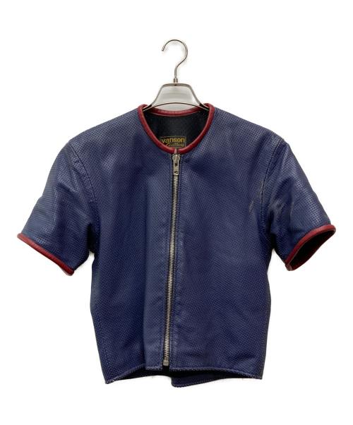 AS2OV（アッソブ）AS2OV (アッソブ) パンチングレザージャケット ブルー サイズ:Ｍの古着・服飾アイテム