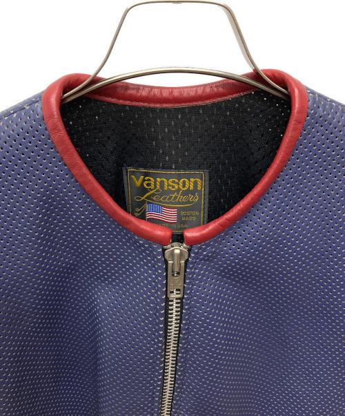 AS2OV（アッソブ）AS2OV (アッソブ) パンチングレザージャケット ブルー サイズ:Ｍの古着・服飾アイテム