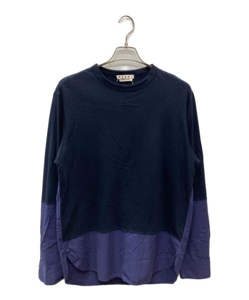 MARNI（マルニ）MARNI (マルニ) シャツ切り替えカットソー/HUMU0097Q0 S22763 ネイビー サイズ:46の古着・服飾アイテム