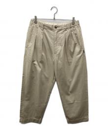 TapWater（タップウォーター）の古着「Cotton Chino Tuck Trousers/TP241-40019B」｜ベージュ