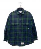 WTAPSダブルタップス）の古着「LS COTTON FLANNEL TEXTILE/シャツ/221TQDT-SHM02」｜ネイビー×グリーン