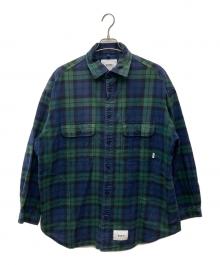 WTAPS（ダブルタップス）の古着「LS COTTON FLANNEL TEXTILE/シャツ/221TQDT-SHM02」｜ネイビー×グリーン