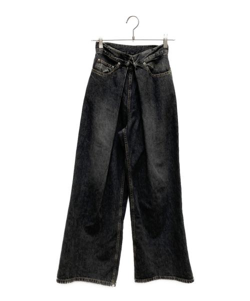 JOHN LAWRENCE SULLIVAN（ジョン ローレンス サリバン）JOHN LAWRENCE SULLIVAN (ジョン ローレンス サリバン) WASHED DENIM WIDE PANTS/JLSW-02-S ブラック サイズ:ＸＳの古着・服飾アイテム