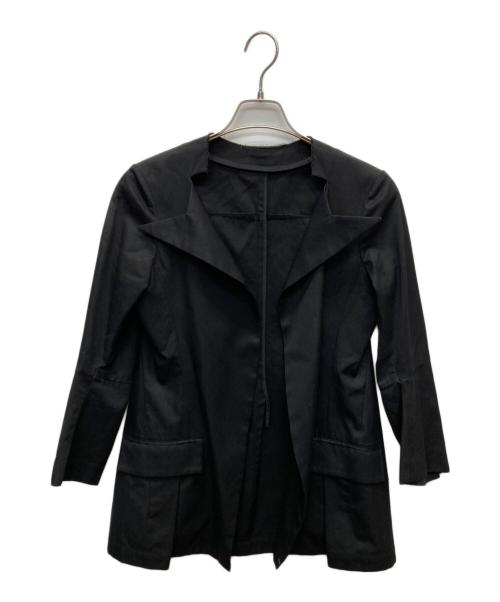 YOHJI YAMAMOTO（ヨウジヤマモト）YOHJI YAMAMOTO (ヨウジヤマモト) カッティングラペルボタレスジャケット/FR-J02-039 ブラック サイズ:1の古着・服飾アイテム