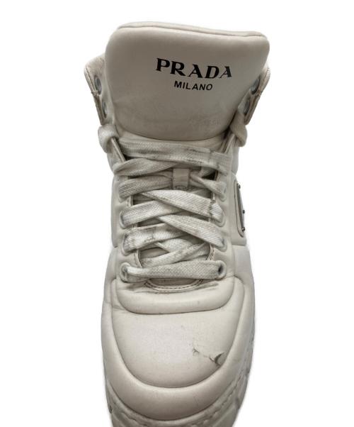 PRADA（プラダ）PRADA (プラダ) パデッドナッパレザー ハイカット スニーカー ホワイト サイズ:7の古着・服飾アイテム