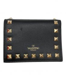 VALENTINO GARAVANI（ヴァレンティノ・ガラヴァーニ）の古着「スタッズ2つ折り財布/3W2P0P39BOL」｜ブラック