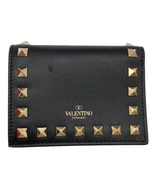 VALENTINO GARAVANI（ヴァレンティノ・ガラヴァーニ）VALENTINO GARAVANI (ヴァレンティノ・ガラヴァーニ) スタッズ2つ折り財布/3W2P0P39BOL ブラックの古着・服飾アイテム