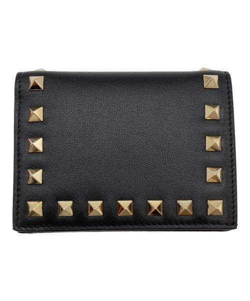 VALENTINO GARAVANI（ヴァレンティノ・ガラヴァーニ）VALENTINO GARAVANI (ヴァレンティノ・ガラヴァーニ) スタッズ2つ折り財布/3W2P0P39BOL ブラックの古着・服飾アイテム