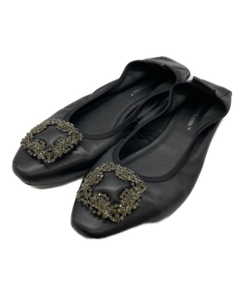 Manolo Blahnik（マノロブラニク）Manolo Blahnik (マノロブラニク) HANGISIビジューフラットパンプス ブラック サイズ:23の古着・服飾アイテム