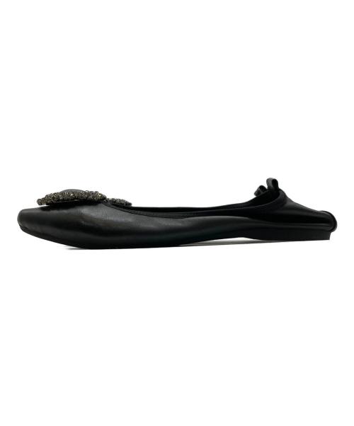 Manolo Blahnik（マノロブラニク）Manolo Blahnik (マノロブラニク) HANGISIビジューフラットパンプス ブラック サイズ:23の古着・服飾アイテム