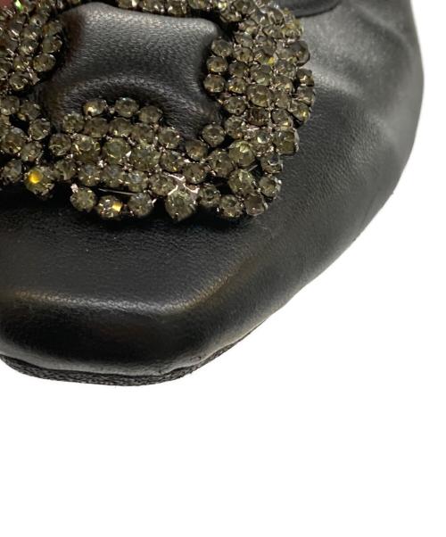 Manolo Blahnik（マノロブラニク）Manolo Blahnik (マノロブラニク) HANGISIビジューフラットパンプス ブラック サイズ:23の古着・服飾アイテム