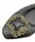 中古・古着 Manolo Blahnik (マノロブラニク) HANGISIビジューフラットパンプス ブラック サイズ:23：30000円
