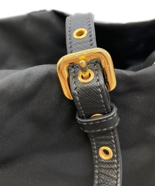 PRADA（プラダ）PRADA (プラダ) サフィアーノトリム テスート トートバッグ ブラックの古着・服飾アイテム