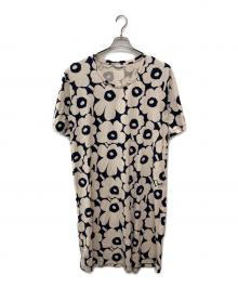 marimekko（マリメッコ）の古着「Johanas Unikko/総柄ワンピース」｜ネイビー×ベージュ