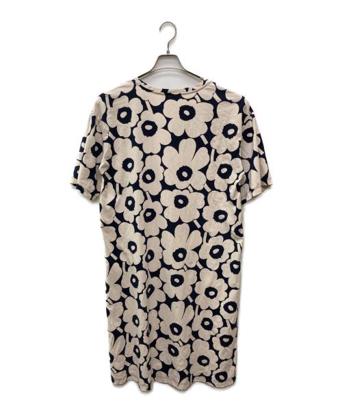 marimekko（マリメッコ）marimekko (マリメッコ) Johanas Unikko/総柄ワンピース ネイビー×ベージュ サイズ:Lの古着・服飾アイテム