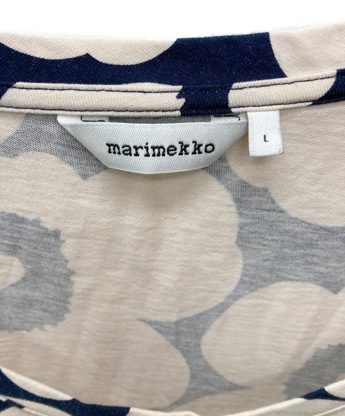 marimekko（マリメッコ）marimekko (マリメッコ) Johanas Unikko/総柄ワンピース ネイビー×ベージュ サイズ:Lの古着・服飾アイテム