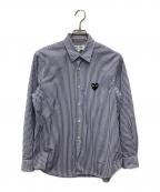 PLAY COMME des GARCONSプレイコムデギャルソン）の古着「Stripe Shirt With Black Emblem/AX-B018」｜スカイブルー