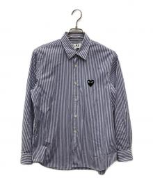 PLAY COMME des GARCONS（プレイコムデギャルソン）の古着「Stripe Shirt With Black Emblem/AX-B018」｜スカイブルー