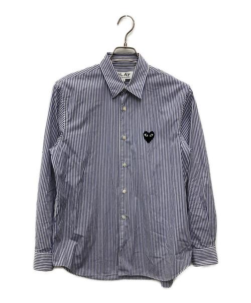 PLAY COMME des GARCONS（プレイコムデギャルソン）PLAY COMME des GARCONS (プレイコムデギャルソン) Stripe Shirt With Black Emblem/AX-B018 スカイブルー サイズ:Ｓの古着・服飾アイテム