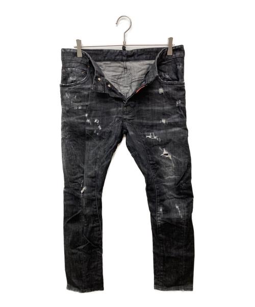DSQUARED2（ディースクエアード）DSQUARED2 (ディースクエアード) Tidy Biker/ダメージ加工デニムパンツ ブラック サイズ:Lの古着・服飾アイテム