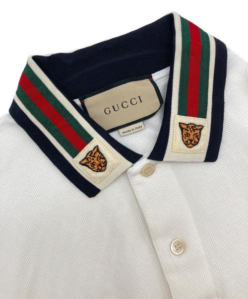 GUCCI（グッチ）GUCCI (グッチ) タイガーヘッドポロシャツ/545714 XJAGU ホワイト サイズ:ＸＬの古着・服飾アイテム